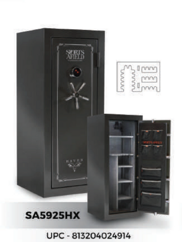 Image of Sports Afield 24 Gun Safe | SA5925HX | Fire & WaterProof Haven Series 24 +4 Gun Safe